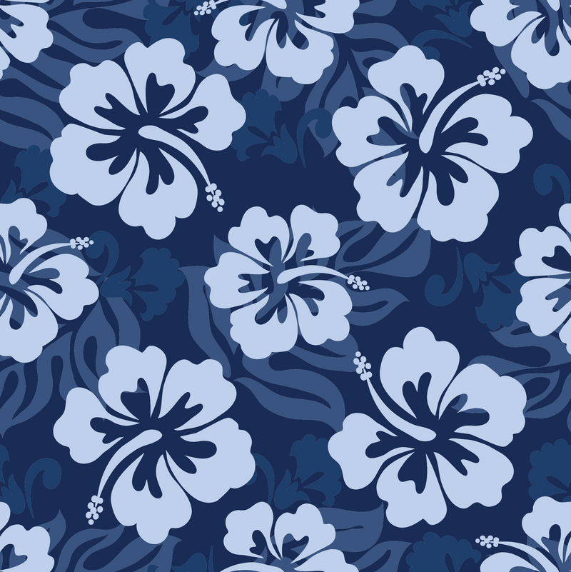 Square Brim - Midnight Blue Hawaiian Print