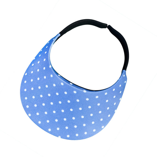 Round Brim - French Blue with White Polka Dots
