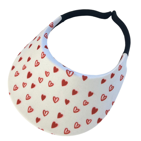 Round Brim - Sketchy Hearts White w/ Red