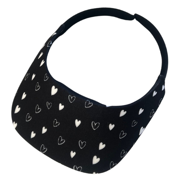 Square Brim - Sketchy Hearts Black w/ White
