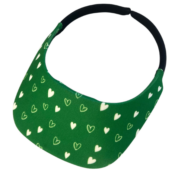 Square Brim - Sketchy Hearts Green w/ White