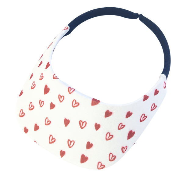 Square Brim - Sketchy Hearts White w/ Red