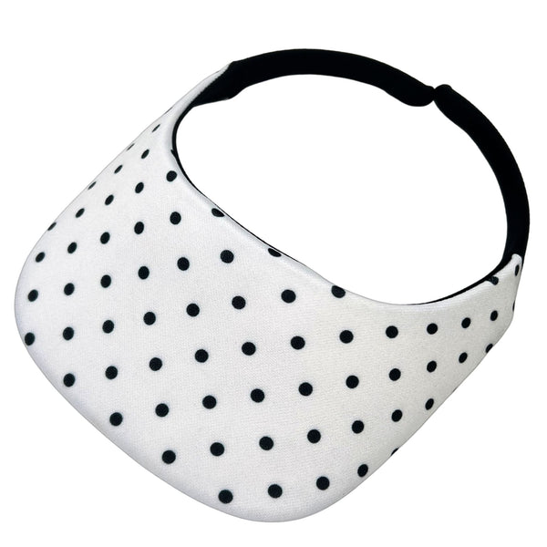 Square Brim - White with Black Polka Dots