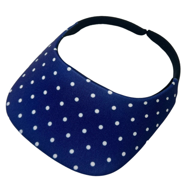 Square Brim - Navy with White Polka Dots