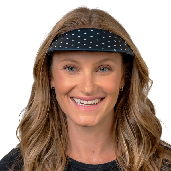 Square Brim - Black with White Polka Dots