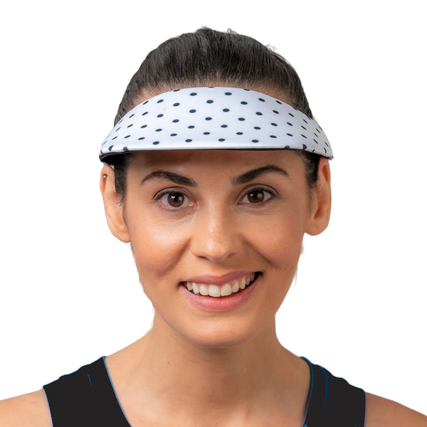 Square Brim - White with Black Polka Dots