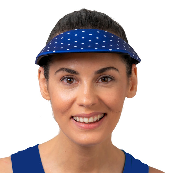 Square Brim - Navy with White Polka Dots