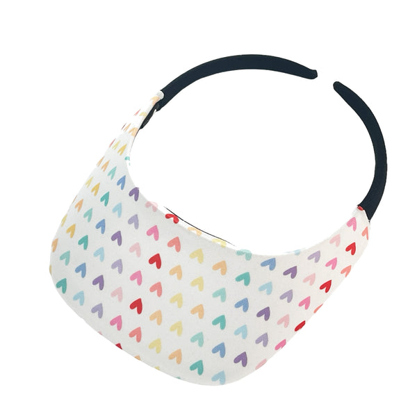 Original Square Brim Women's Sun Visor - Rainbow Hearts