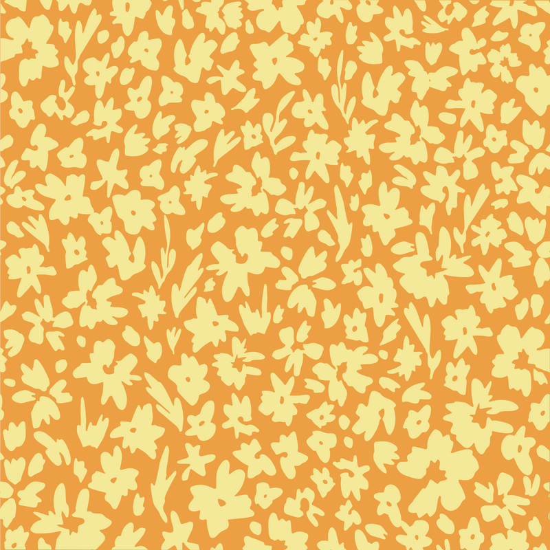 Square Brim - Sketched Floral Tangerine
