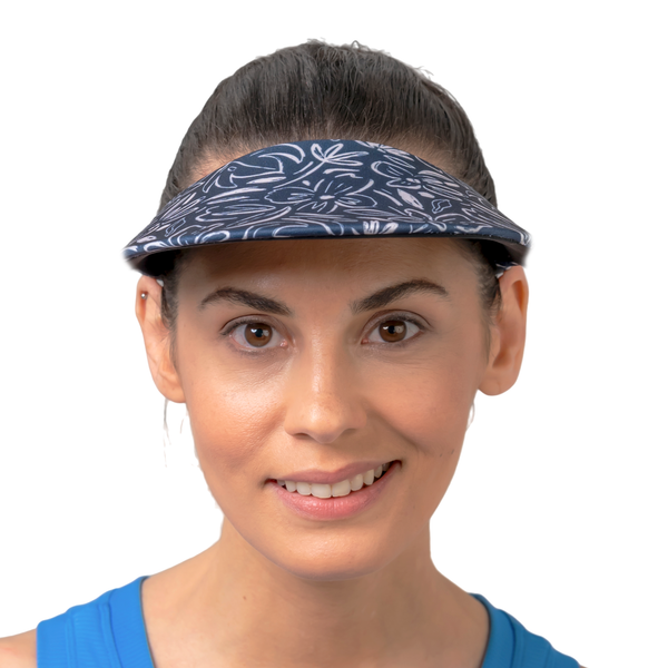 Square Brim - Navy with Flax Floral