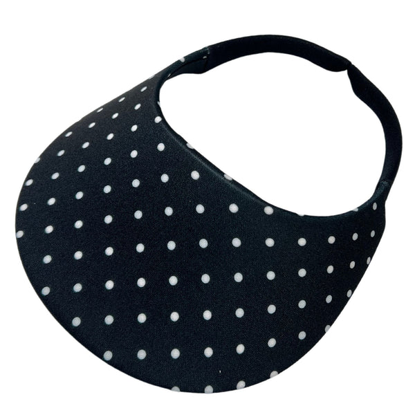 Original Round Brim Women's Sun Visor - Black with White Polka Dot