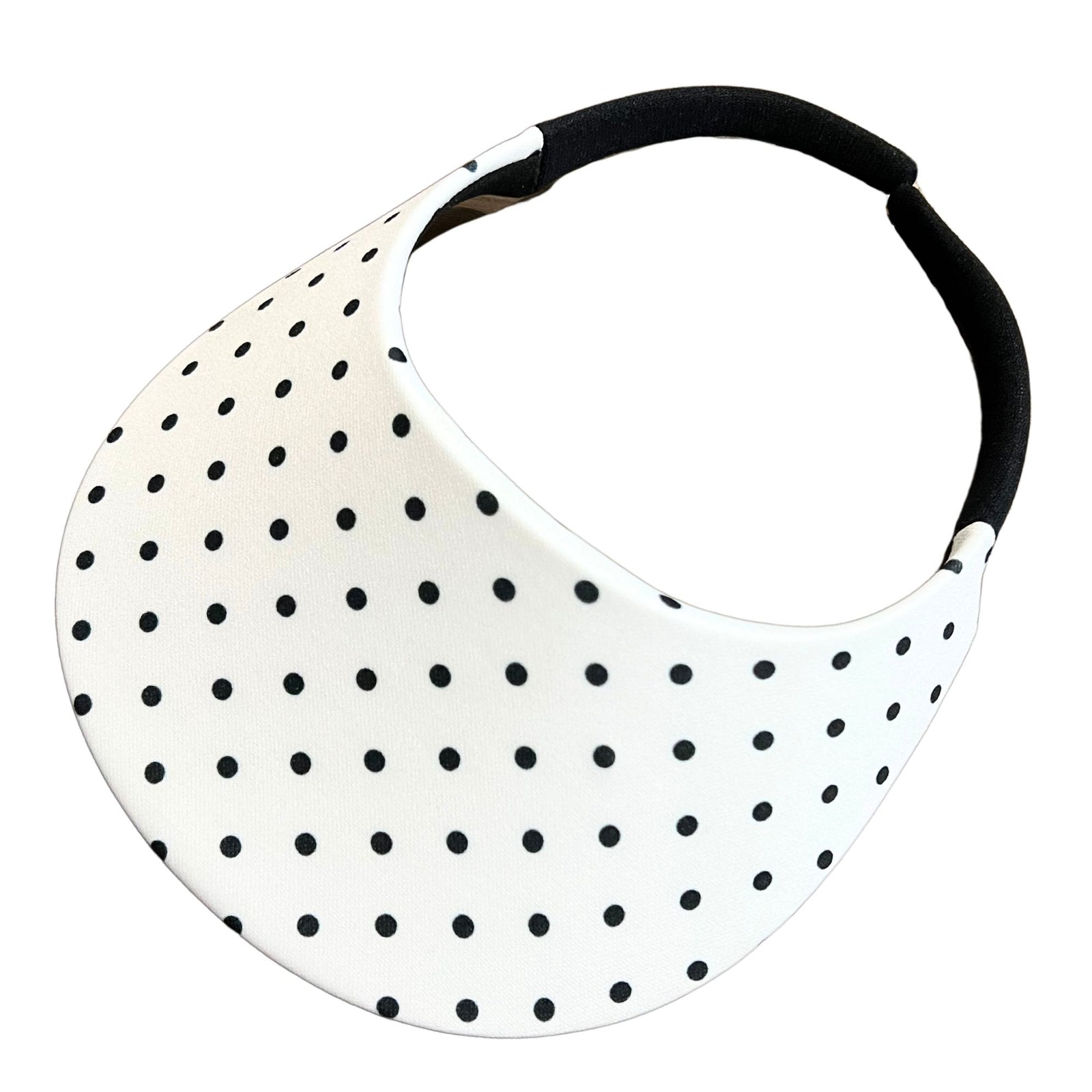 No Headache Women's Round Golf Tennis Visor - White Black Dots