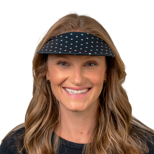 Original Round Brim Women's Sun Visor - Black with White Polka Dot