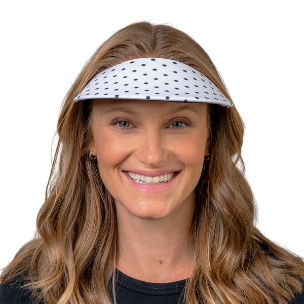 Round Brim - White with Black Polka Dots