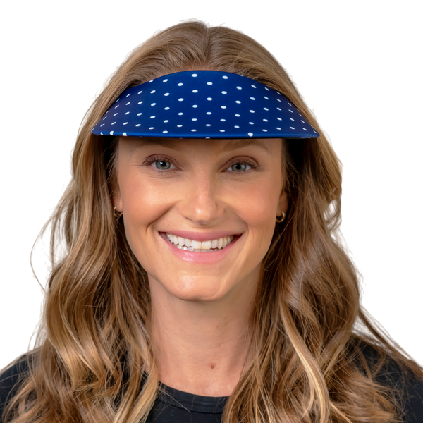Round Brim - Navy with White Polka Dots