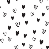 Square Brim - Sketchy Hearts White w/ Black