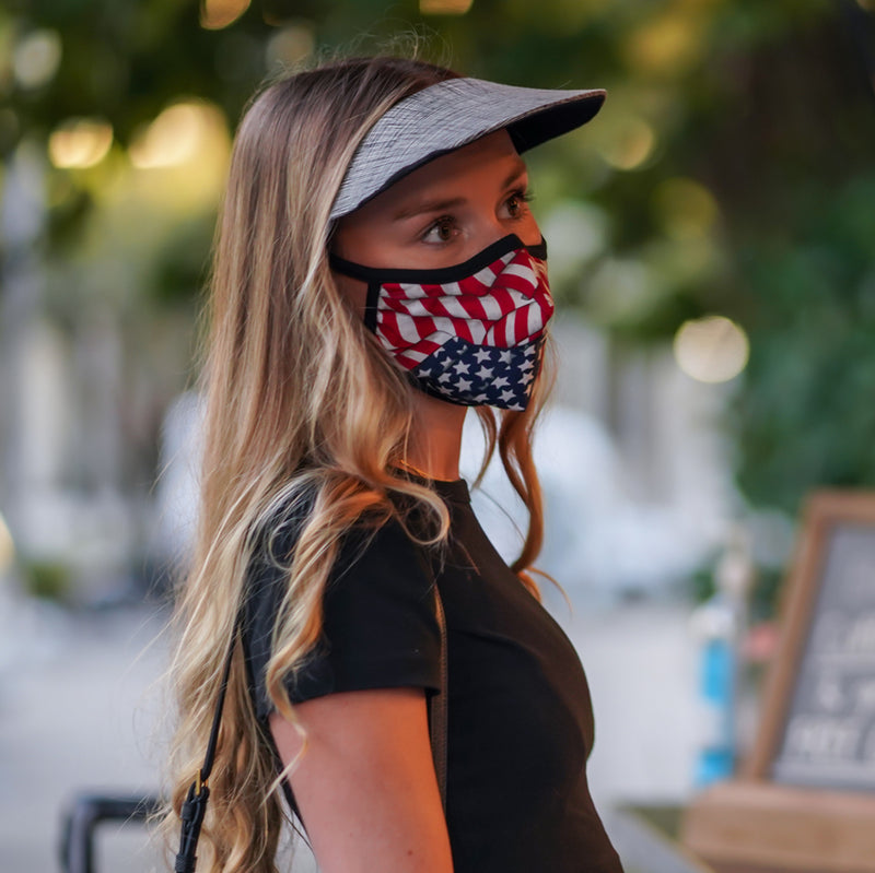 Original Round Brim Women's Sun Visor - Flag Print