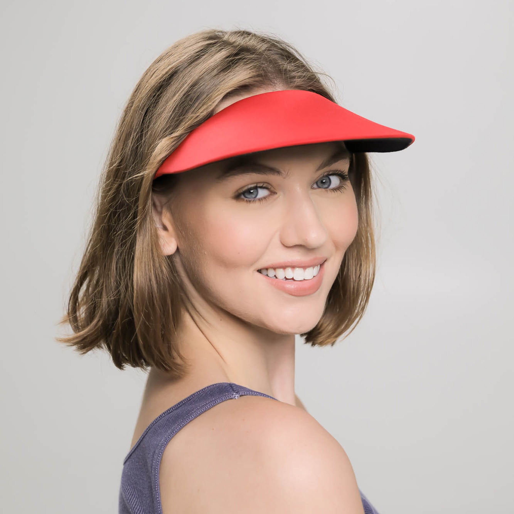 No Headache Women's Golf Visor Tennis Beach SlipOn Sun Visor Red